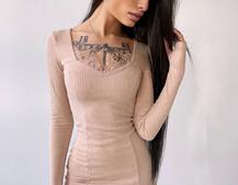 Платье-мини, декорированное кружевом  Платье-мини, декорированное кружевом  | PUSHKA SHOP