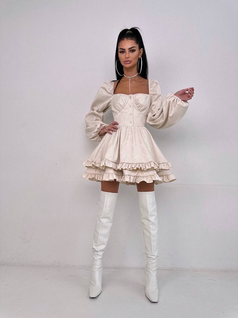 Корсетна сукня  з пишною подвійною спідницею та рюшами  Корсетна сукня  з пишною подвійною спідницею та рюшами  | PUSHKA SHOP