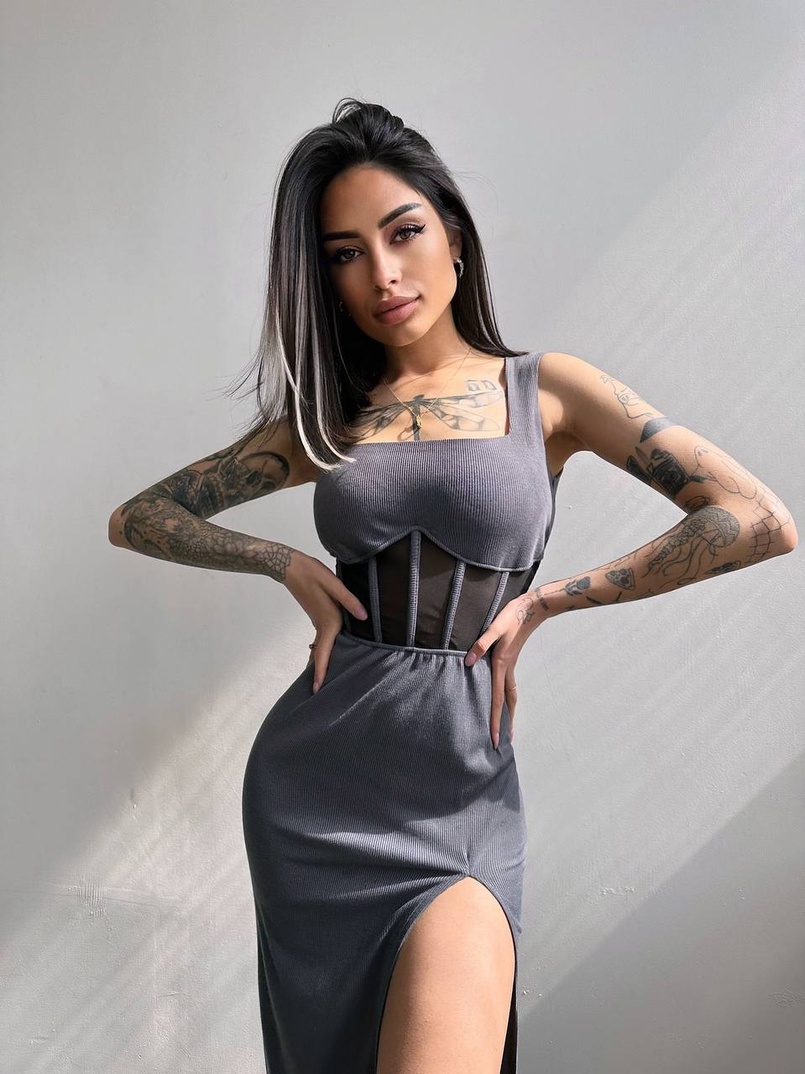 Сукня-міді  з елементами корсету   | PUSHKA SHOP