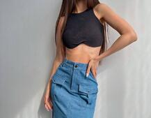 Комплект: джинсова спідниця  + топ з філіжанками  | PUSHKA SHOP