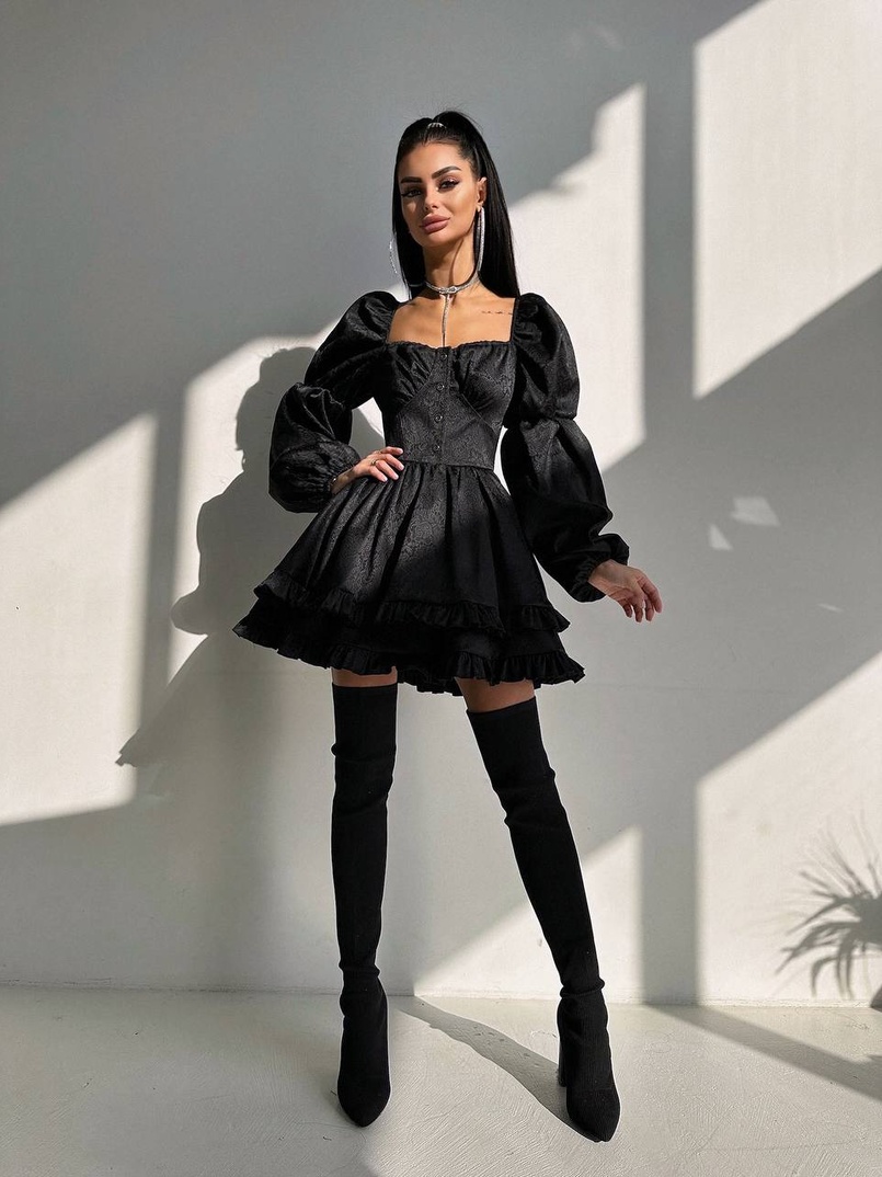 Корсетна сукня  з пишною подвійною спідницею та рюшами  Корсетна сукня  з пишною подвійною спідницею та рюшами  | PUSHKA SHOP