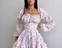 Квіткова сукня з воланами та шнуровкою по спинці | PUSHKA SHOP