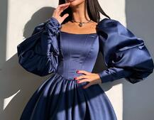 Сукня з обʼємними рукавами та спідницею балоном  Сукня з обʼємними рукавами та спідницею балоном  | PUSHKA SHOP