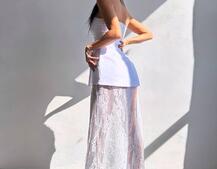 Комплект: піджак + блуза з баской + мереживна спідниця-шорти  Комплект: піджак + блуза з баской + мереживна спідниця-шорти  | PUSHKA SHOP