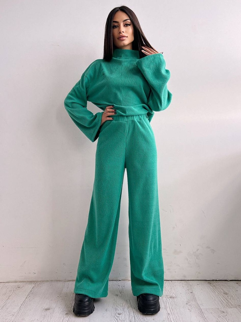 Повсякденний костюм із теплого трикотажу-рубчика Повсякденний костюм із теплого трикотажу-рубчика | PUSHKA SHOP