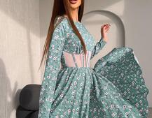 Приталена сукня з корсетною вставкою та спідницею-сонцем | PUSHKA SHOP