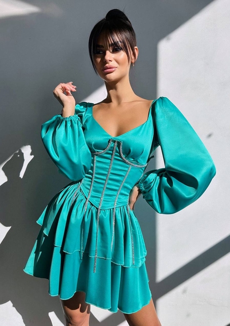 Сукня з корсетом, декорованим стразами  Ручна робота  | PUSHKA SHOP