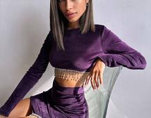 Оксамитовий комплект, декорований бахромою зі страз | PUSHKA SHOP