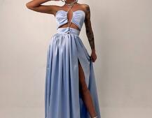 Атласна сукня максі із шнуром зі стразами  Атласна сукня максі із шнуром зі стразами  | PUSHKA SHOP