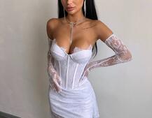 Корсетна сукня максі з рукавичками  | PUSHKA SHOP