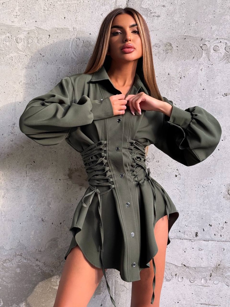 Сукня-сорочка зі шнурівкою Сукня-сорочка зі шнурівкою | PUSHKA SHOP