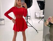 Трикотажна корсетна сукня з мереживом та пишною спідницею  Трикотажна корсетна сукня з мереживом та пишною спідницею  | PUSHKA SHOP