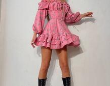 Сукня з квітковим принтом з воланами на ґудзиках  Сукня з квітковим принтом з воланами на ґудзиках  | PUSHKA SHOP