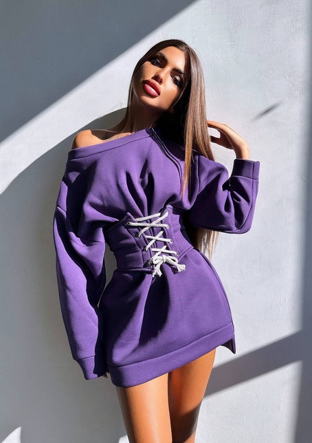 Тепле затишне худі over-size на флісі + корсет на шнурівці Можна носити з корсетом та без | PUSHKA SHOP