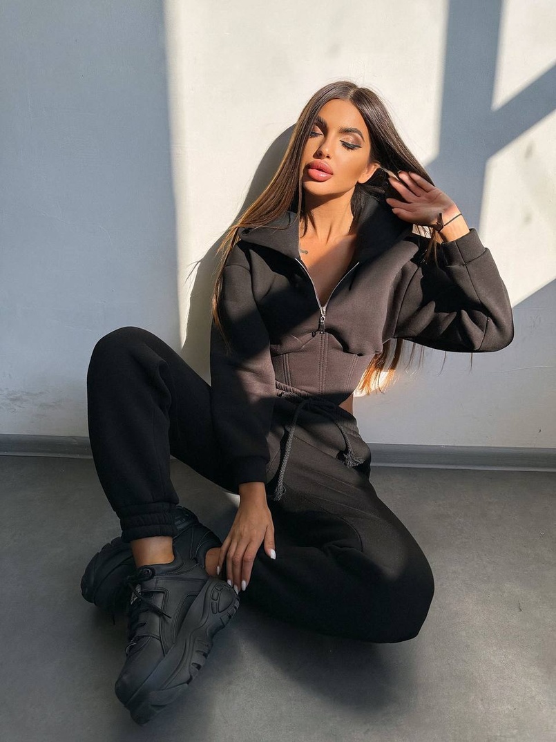 Комплект на флісі : худі з елементами корсету + штани  Комплект на флісі : худі з елементами корсету + штани  | PUSHKA SHOP