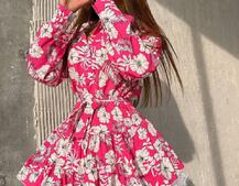 Сукня міні на гудзиках,декорована мереживом  Сукня міні на гудзиках,декорована мереживом  | PUSHKA SHOP