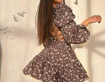 Сукня з воланами та шнурівкою  по спинці | PUSHKA SHOP