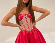 Сукня з чашечками та елементами корсету декорована стразами  | PUSHKA SHOP