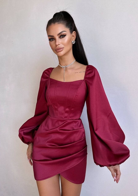 Атласний  комплект: корсет + спідниця з драпіруванням | PUSHKA SHOP