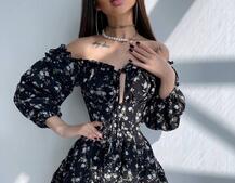 Сукня з квітковим принтом з воланами на ґудзиках  Сукня з квітковим принтом з воланами на ґудзиках  | PUSHKA SHOP