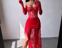 Корсетна сукня максі з рукавичками  | PUSHKA SHOP