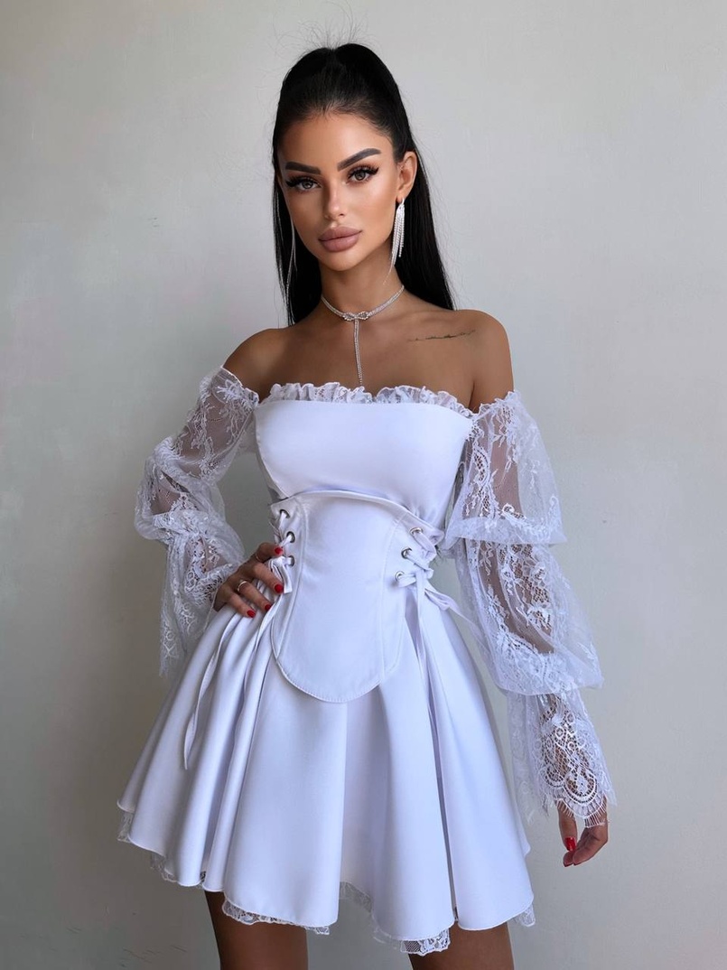 Сукня з корсетом декорована мереживом  Сукня з корсетом декорована мереживом  | PUSHKA SHOP