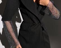 Сукня-піджак декорована сіткою із стразами Сукня-піджак декорована сіткою із стразами | PUSHKA SHOP