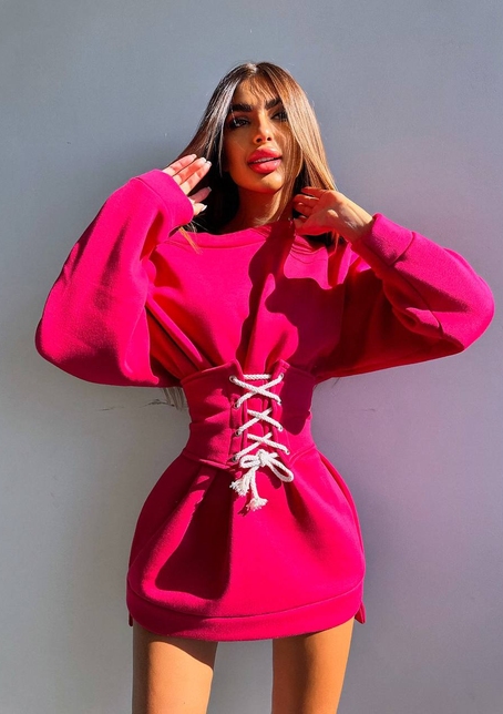 Тепле затишне худі over-size на флісі + корсет на шнурівці Можна носити з корсетом та без | PUSHKA SHOP