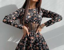 Приталена сукня з корсетною вставкою та спідницею-сонцем Приталена сукня з корсетною вставкою та спідницею-сонцем | PUSHKA SHOP