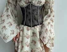 Шифонова сукня на підкладці з розкльошеними рукавами з асиметричною спідницею + корсет декорований стразами  Шифонова сукня на підкладці з розкльошеними рукавами з асиметричною спідницею + корсет декорований стразами  | PUSHKA SHOP