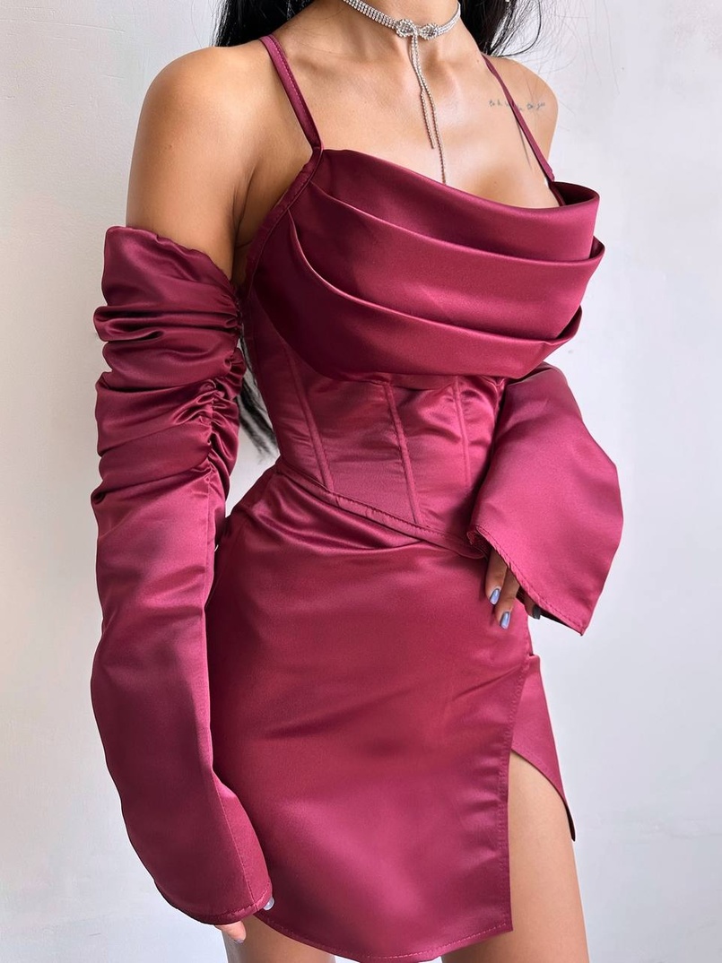 Комплект: корсет з рукавами    + спідниця міні з драпіруванням   Комплект: корсет з рукавами    + спідниця міні з драпіруванням   | PUSHKA SHOP