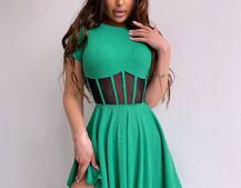 Сукня-міні  з елементами корсету  та спідницею солнцем Сукня-міні  з елементами корсету  та спідницею солнцем | PUSHKA SHOP