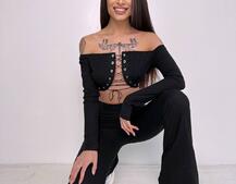 Комплект : штани кльош і топ на шнурівці    Комплект : штани кльош і топ на шнурівці    | PUSHKA SHOP