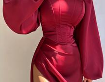 Атласний комплект: корсет + спідниця максі з драпіруванням Атласний комплект: корсет + спідниця максі з драпіруванням | PUSHKA SHOP