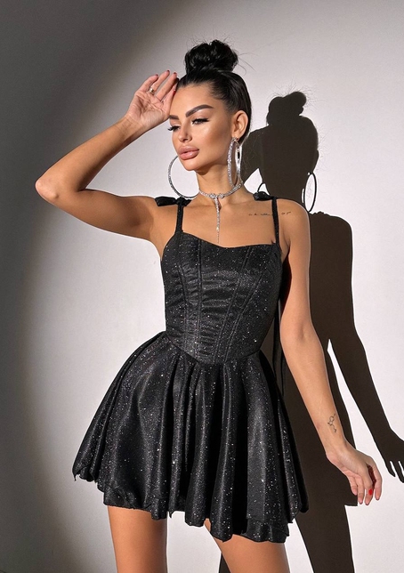 Блискуча корсетна сукня з пишною подвійною спідницею | PUSHKA SHOP