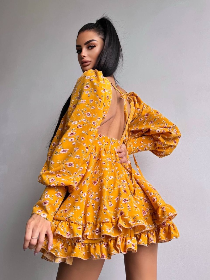 Сукня міні з пишною спідницею та драпіруванням на талії Сукня міні з пишною спідницею та драпіруванням на талії | PUSHKA SHOP