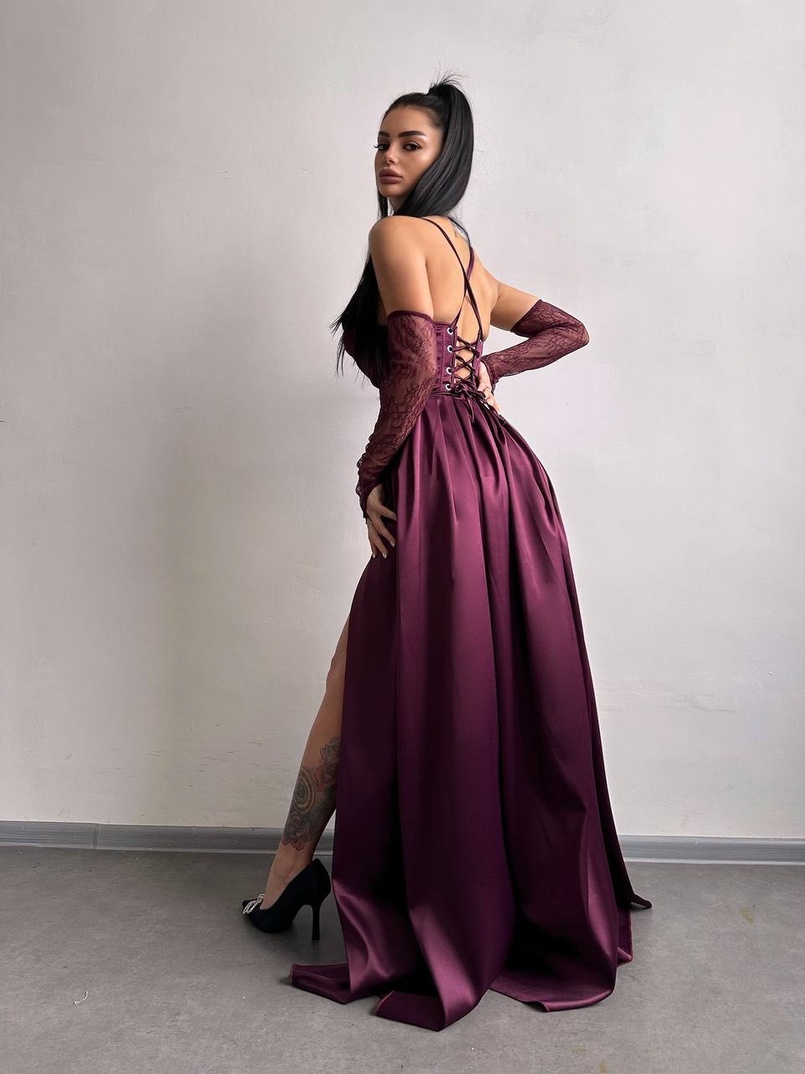 Атласний комплект: корсет + спідниця максі Атласний комплект: корсет + спідниця максі | PUSHKA SHOP