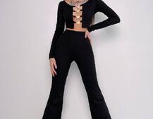 Комплект : штани кльош і топ , декорований метеликами  Комплект : штани кльош і топ , декорований метеликами  | PUSHKA SHOP