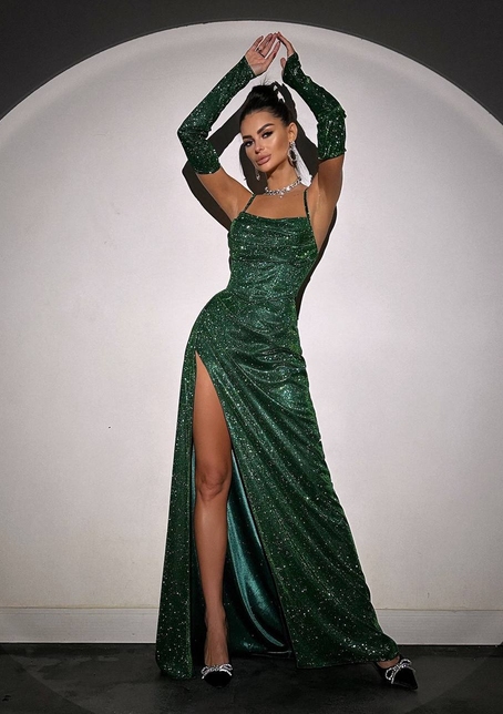 Сяючий комплект: корсет+ рукавички + спідниця максі | PUSHKA SHOP