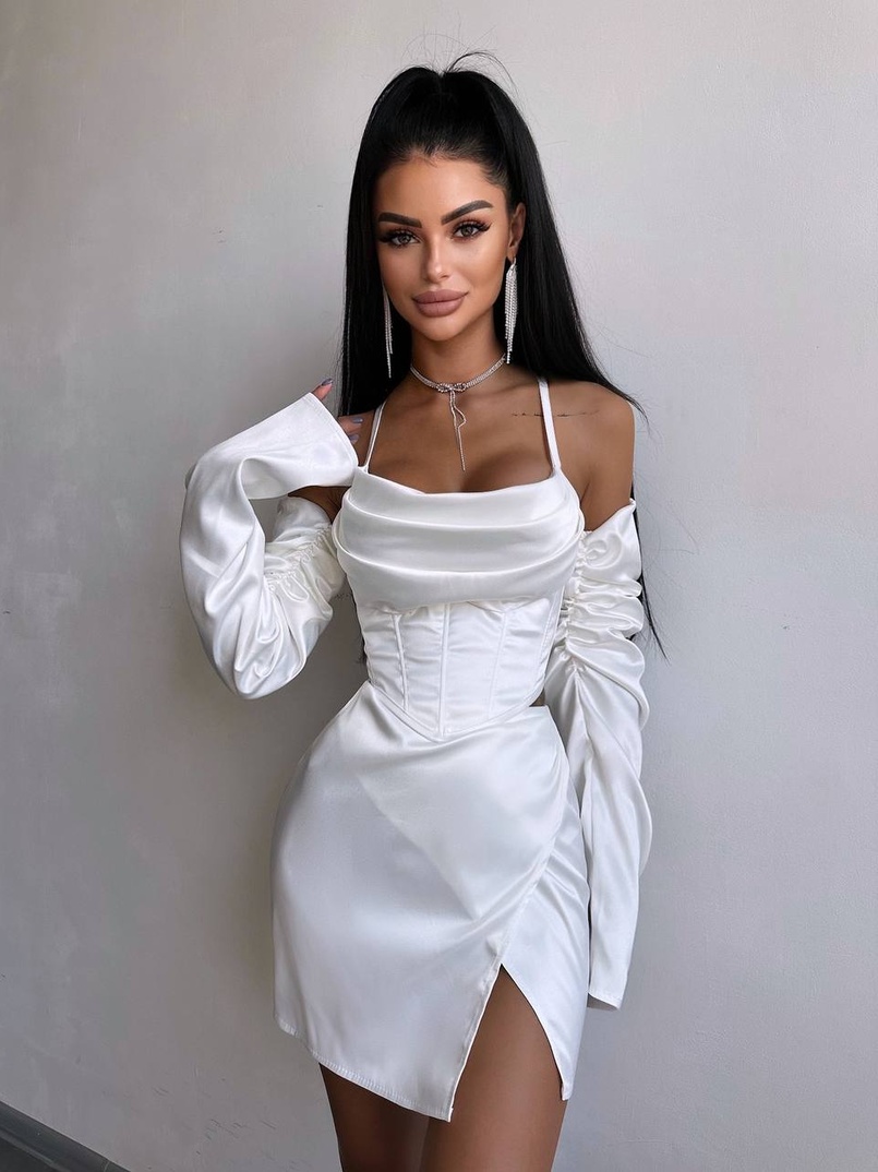 Комплект: корсет з рукавами    + спідниця міні з драпіруванням   Комплект: корсет з рукавами    + спідниця міні з драпіруванням   | PUSHKA SHOP