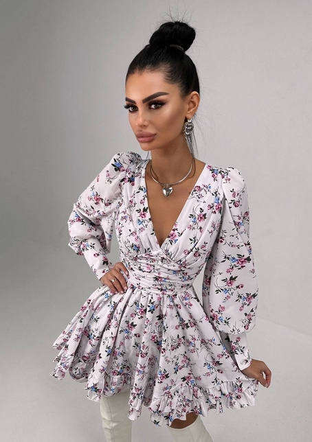 Сукня міні з пишною спідницею та драпіруванням на талії | PUSHKA SHOP