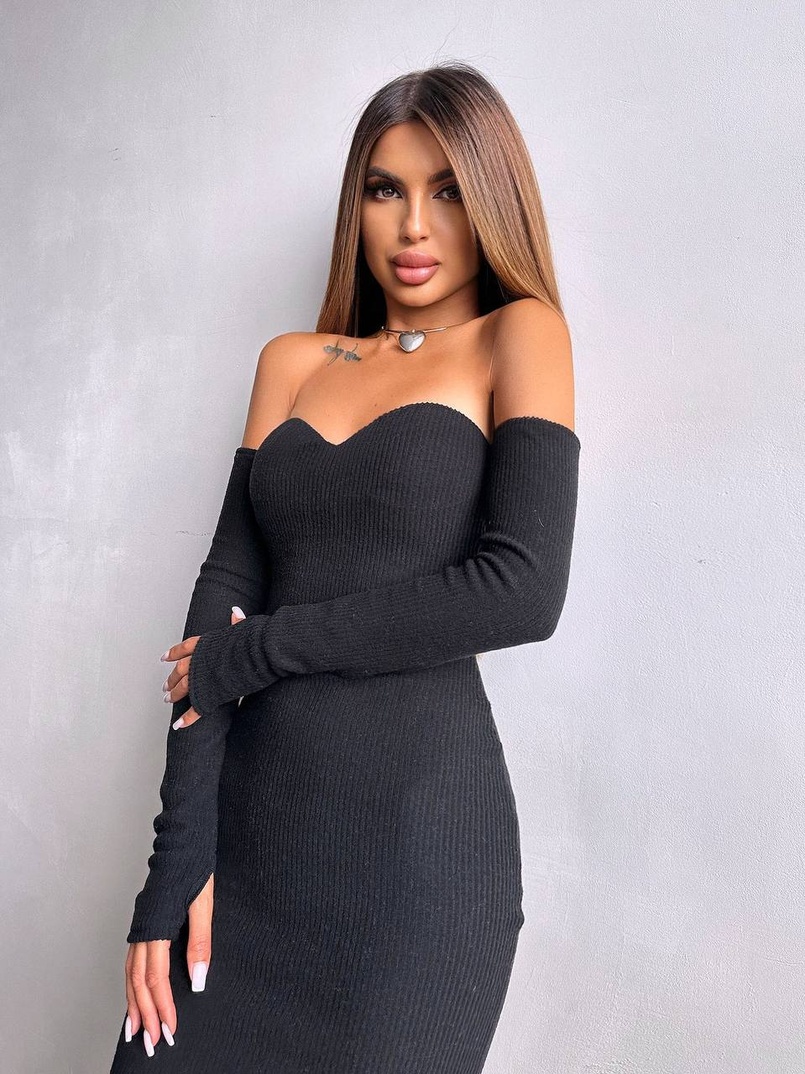 Трикотажна сукня міді  з чашечками  Трикотажна сукня міді  з чашечками  | PUSHKA SHOP