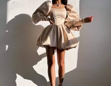 Сукня з обʼємними рукавами та спідницею балоном  Сукня з обʼємними рукавами та спідницею балоном  | PUSHKA SHOP