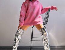 Трендове худі over size із сяючими стразами  | PUSHKA SHOP