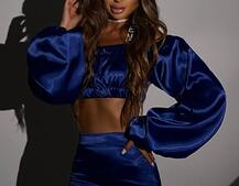 Атласний комплект, декорований стразами Ручна робота, прикраса пришита  | PUSHKA SHOP