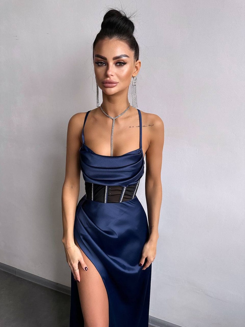 Комплект: корсет, декорований стразами + спідниця максі з драпіруванням  | PUSHKA SHOP