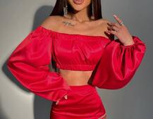 Атласный комплект, декорированный стразами Атласный комплект, декорированный стразами | PUSHKA SHOP