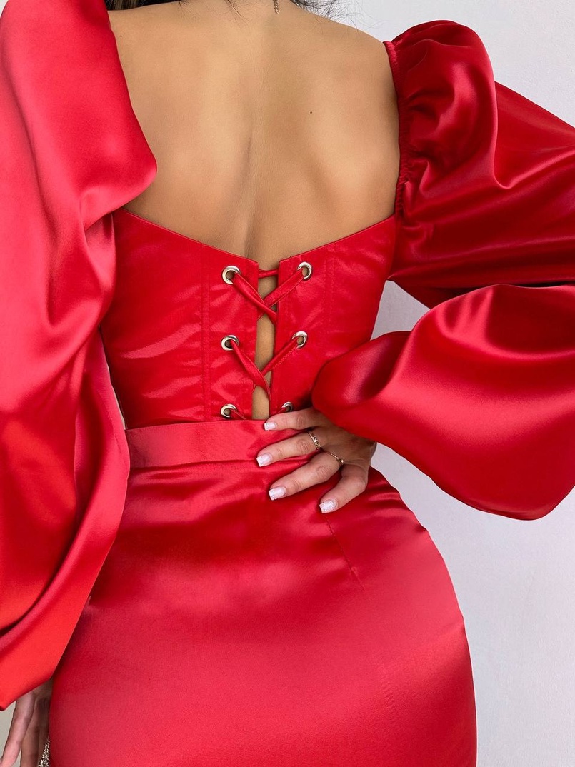 Атласний  комплект: корсет + спідниця декорована бахромою зі страз Атласний  комплект: корсет + спідниця декорована бахромою зі страз | PUSHKA SHOP