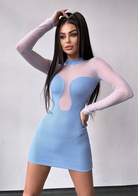 Трикотажна сукня з вставками сітки | PUSHKA SHOP