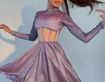 Приталена блискуча сукня з корсетною вставкою та пишною спідницею-сонцем Приталена блискуча сукня з корсетною вставкою та пишною спідницею-сонцем | PUSHKA SHOP